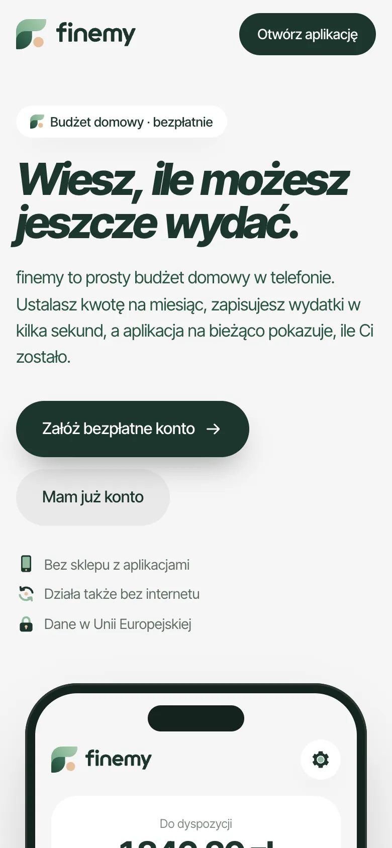The finemy.app home page on a phone.